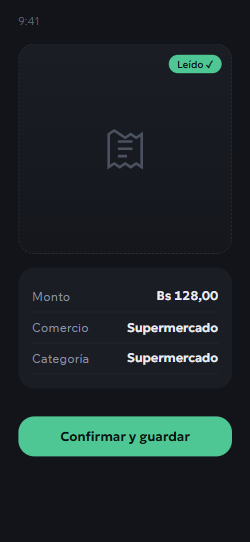 El recibo, fotografiado y listo